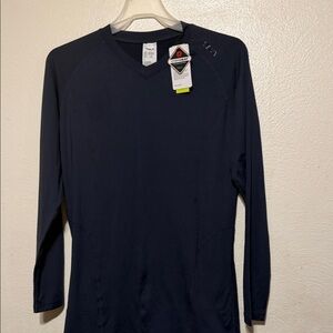 TSLA navy  Blue V-Neck Long Sleeve Top